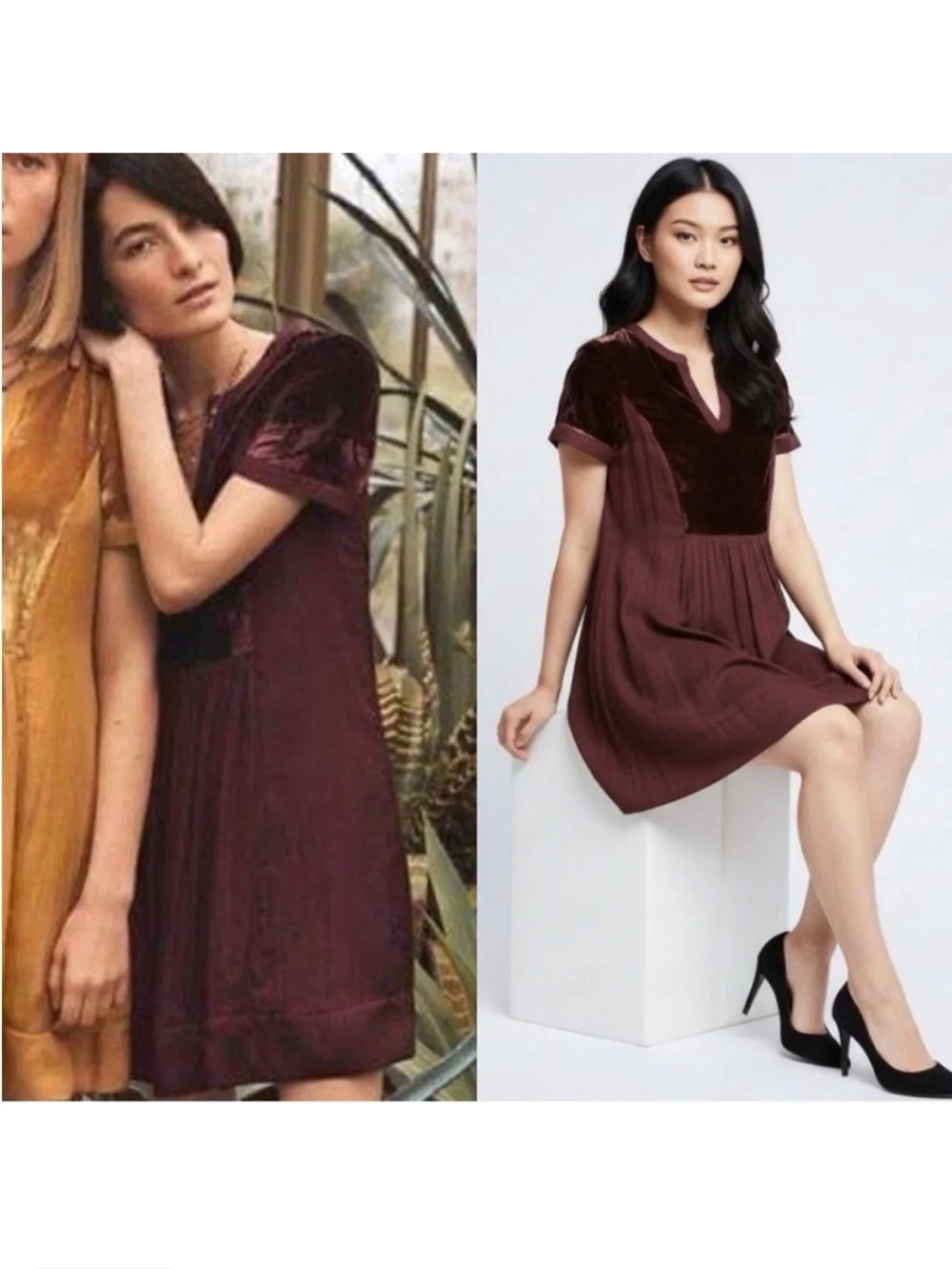 Anthropologie Maeve Ingrid Dress in Burgundy